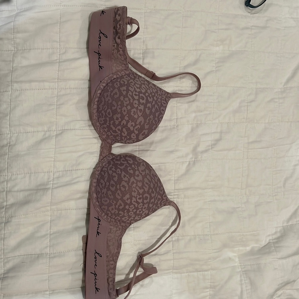 Lilac leopard lace push up bra